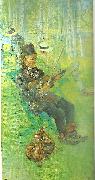 Carl Larsson lapp-spelande fiol Germany oil painting artist